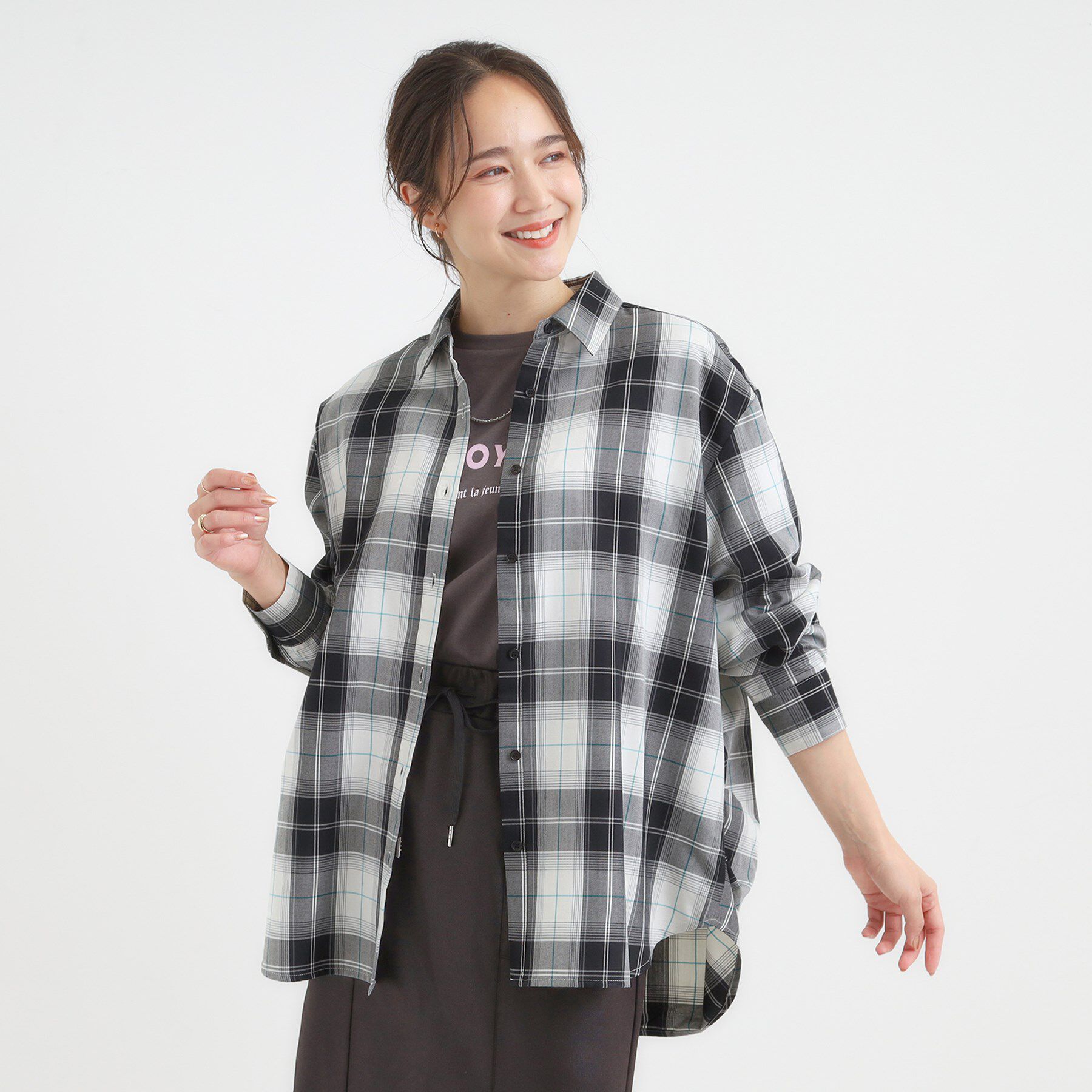 SHOO･LA･RUE「【洗濯機可/S-LL】程よい抜け感 大人のチェックシャツ」|シャツ・ブラウス|
