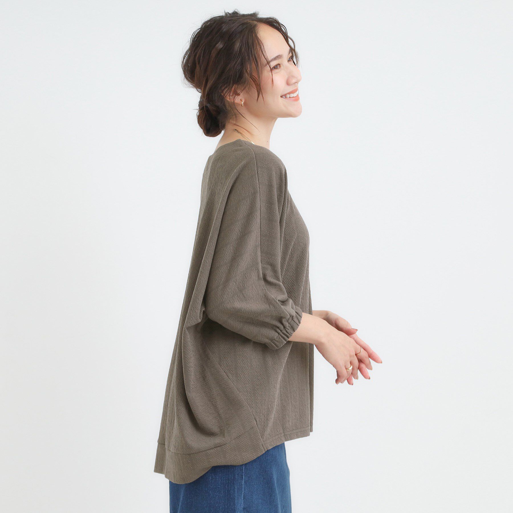 SHOO･LA･RUE「【S-LL/7分袖】ゆるシルエットが心地よい ドルマントップス」|Tシャツ・カットソー|