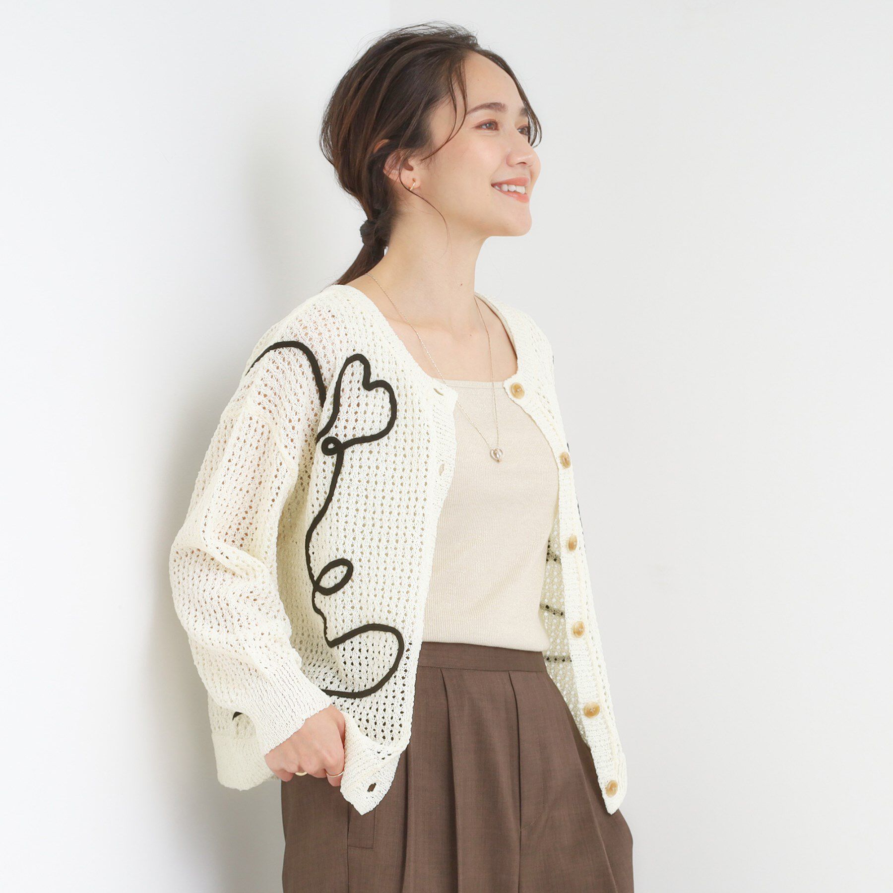 SHOO･LA･RUE「コード刺繍アソートメッシュカーディガン」|カーディガン|