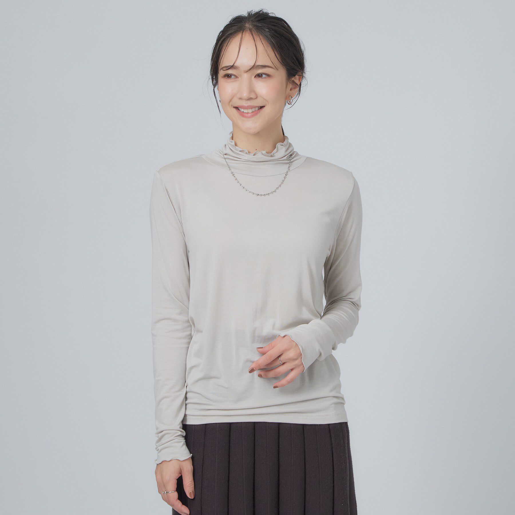 SHOO･LA･RUE「カシミアタッチ吸湿発熱ハイネックインナー」|Tシャツ・カットソー|