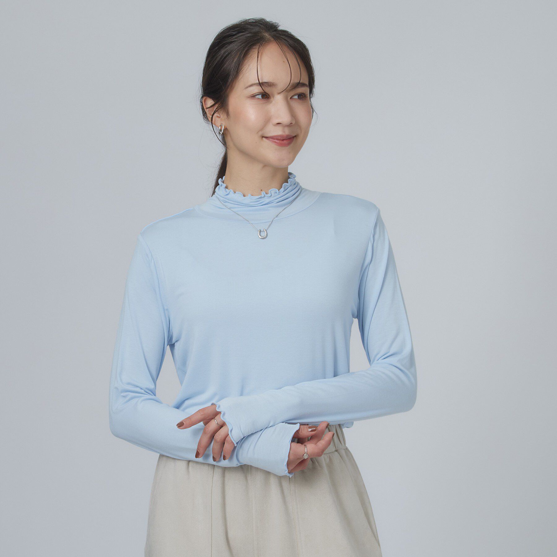 SHOO･LA･RUE「カシミアタッチ吸湿発熱ハイネックインナー」|Tシャツ・カットソー|