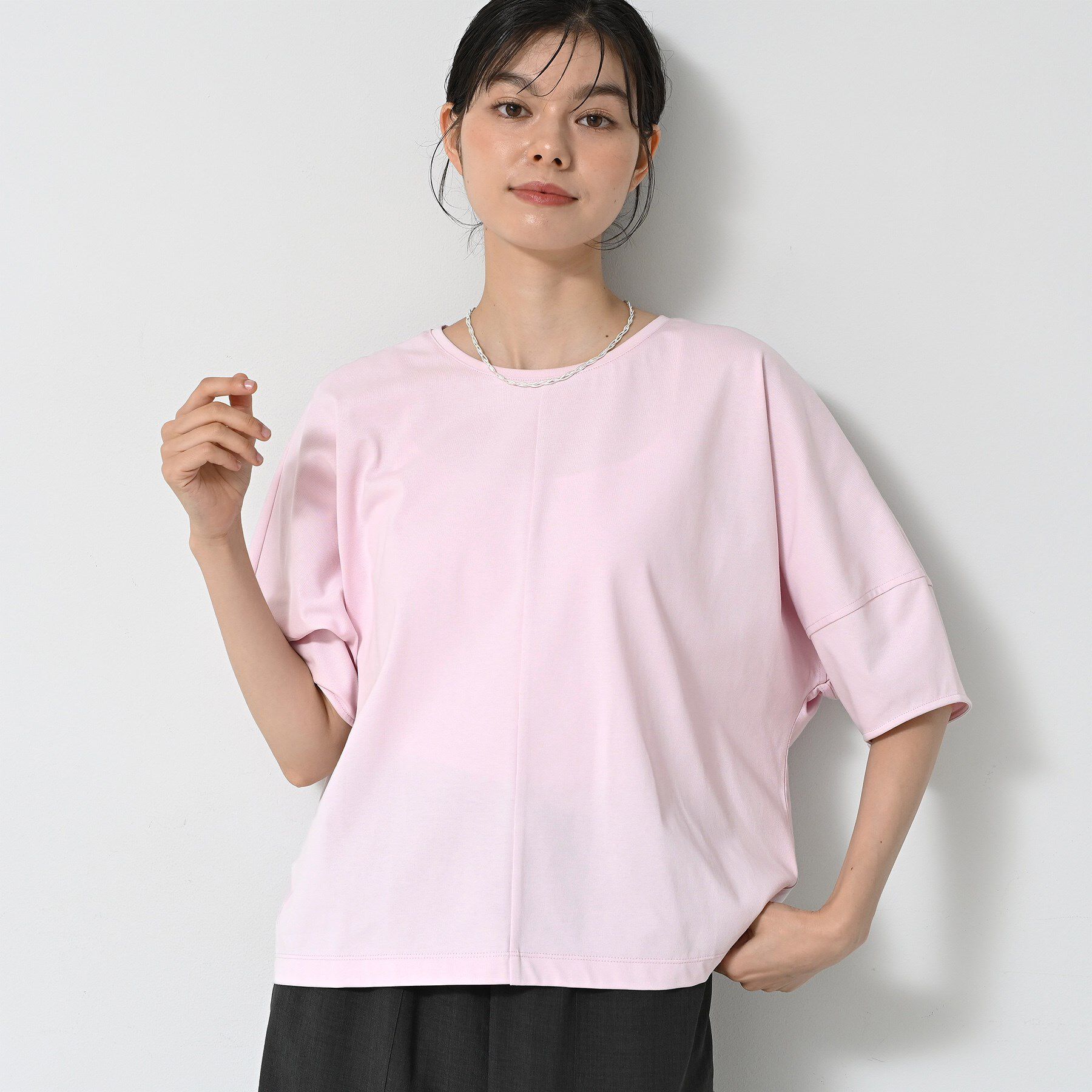 Dessin「【二の腕カバー／UVカット】ランタンスリーブカットソー」|Tシャツ・カットソー|ライトピンク(070