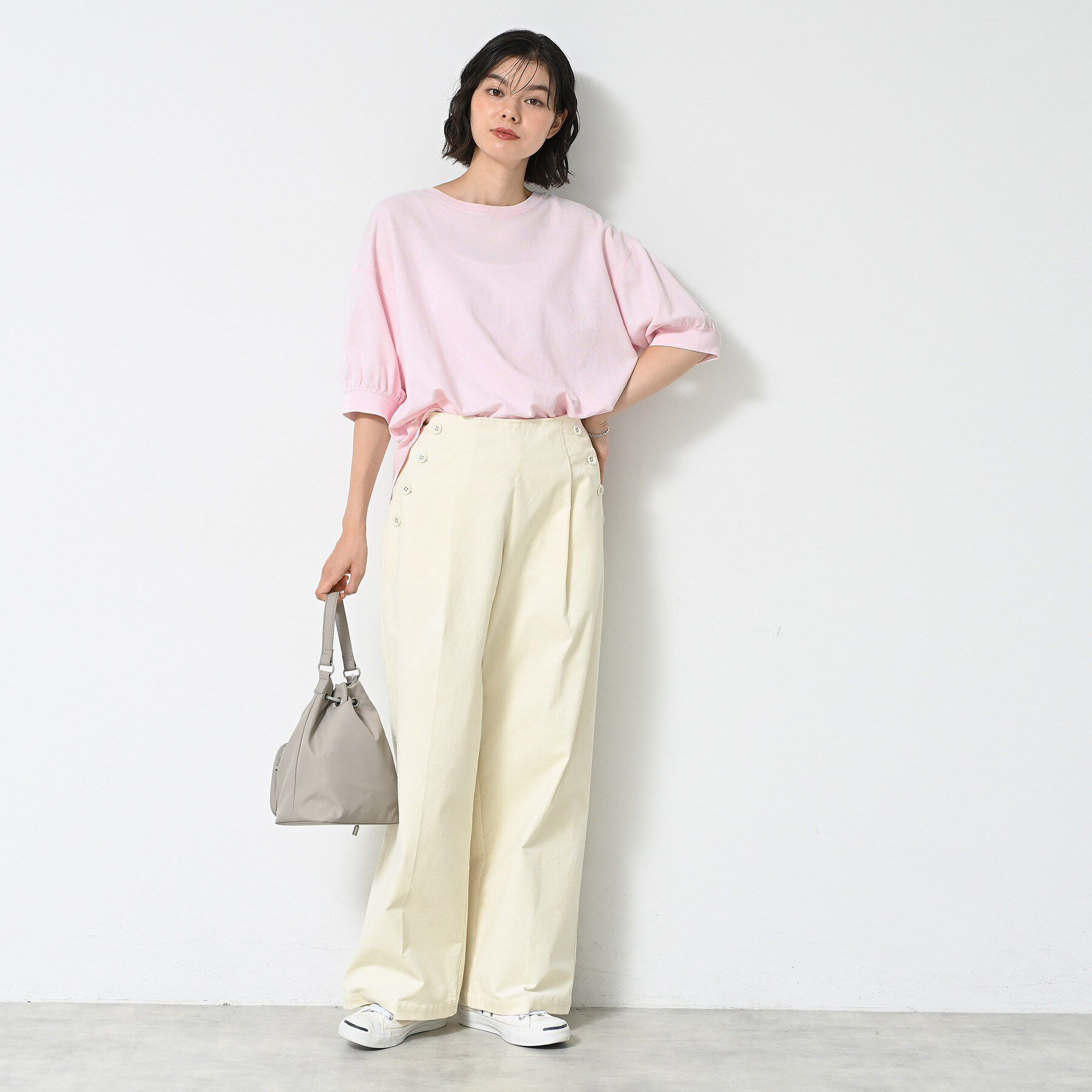 Dessin「【360度可愛い/前後2WAY/洗える】ライトコットンヘンリーカットソー」|Tシャツ・カットソー|