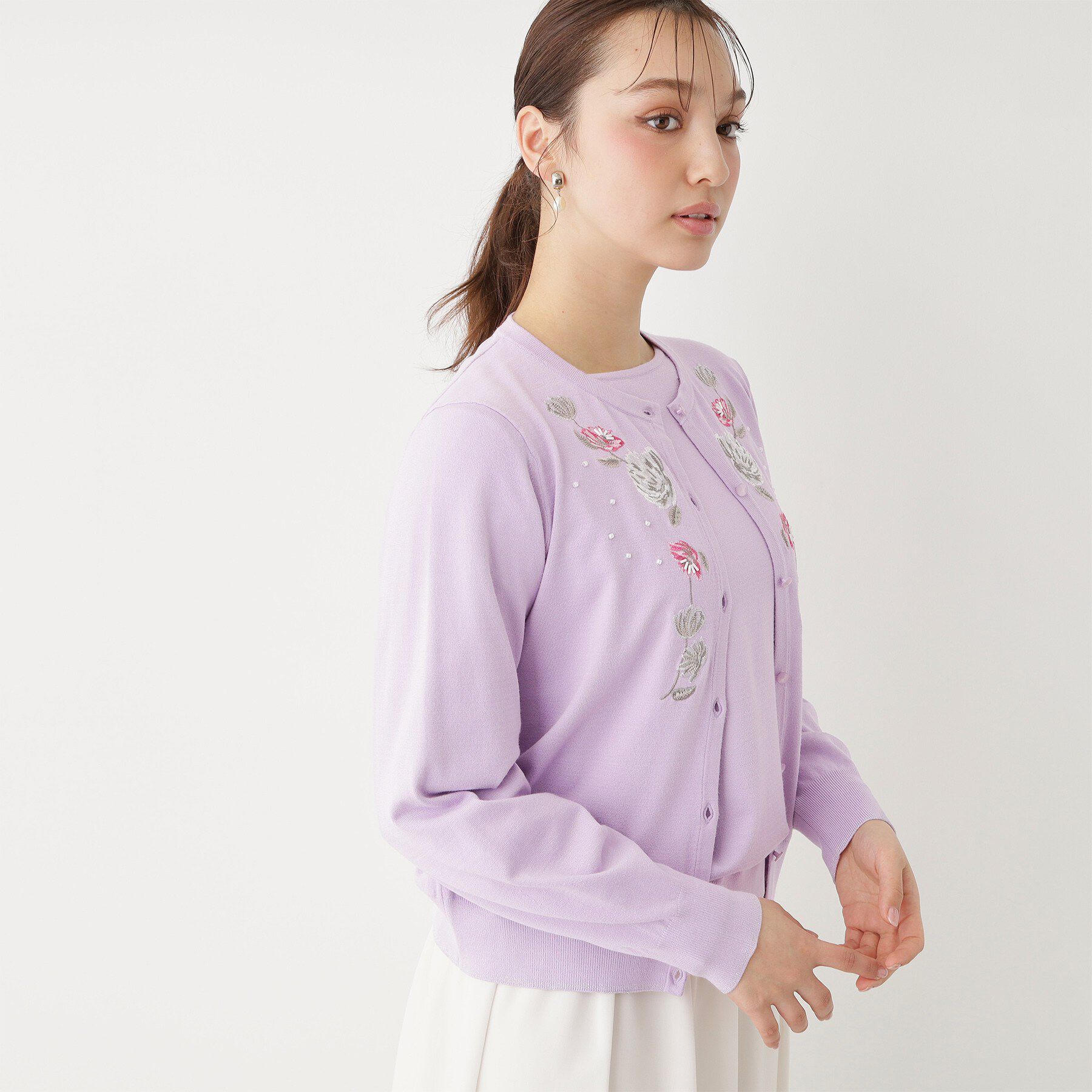 SunaUna「【SS～Lサイズ展開／フラワー刺繍】クラフトカーディガン」|カーディガン|