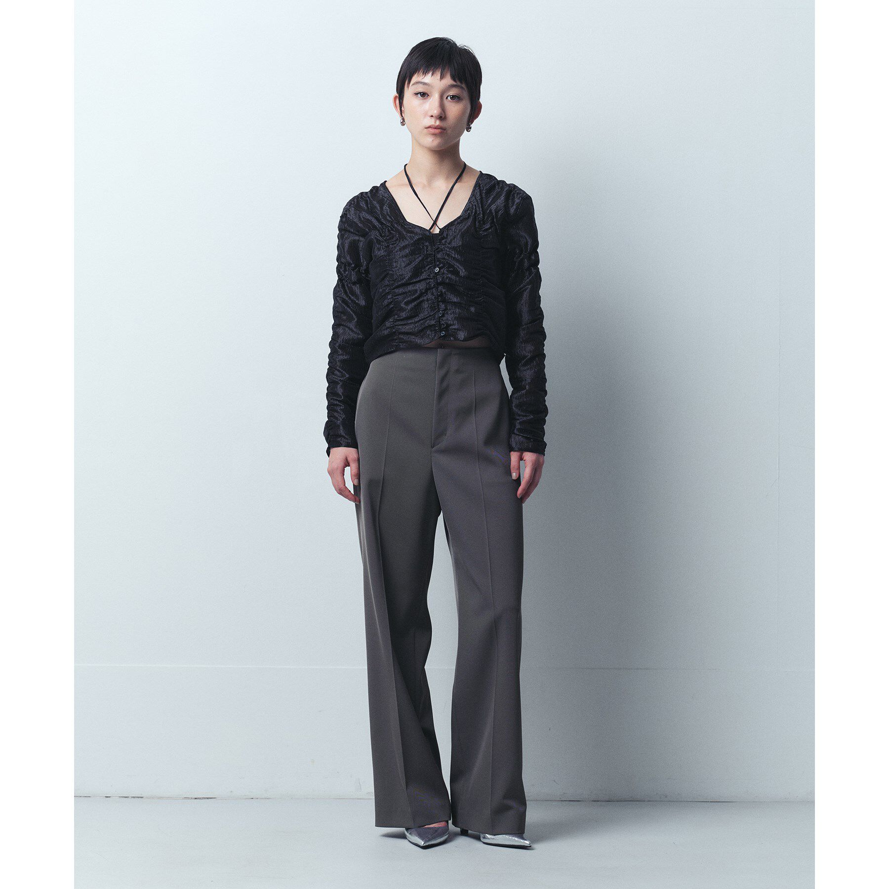 CODE A「gathered shiny blouse」|シャツ・ブラウス|