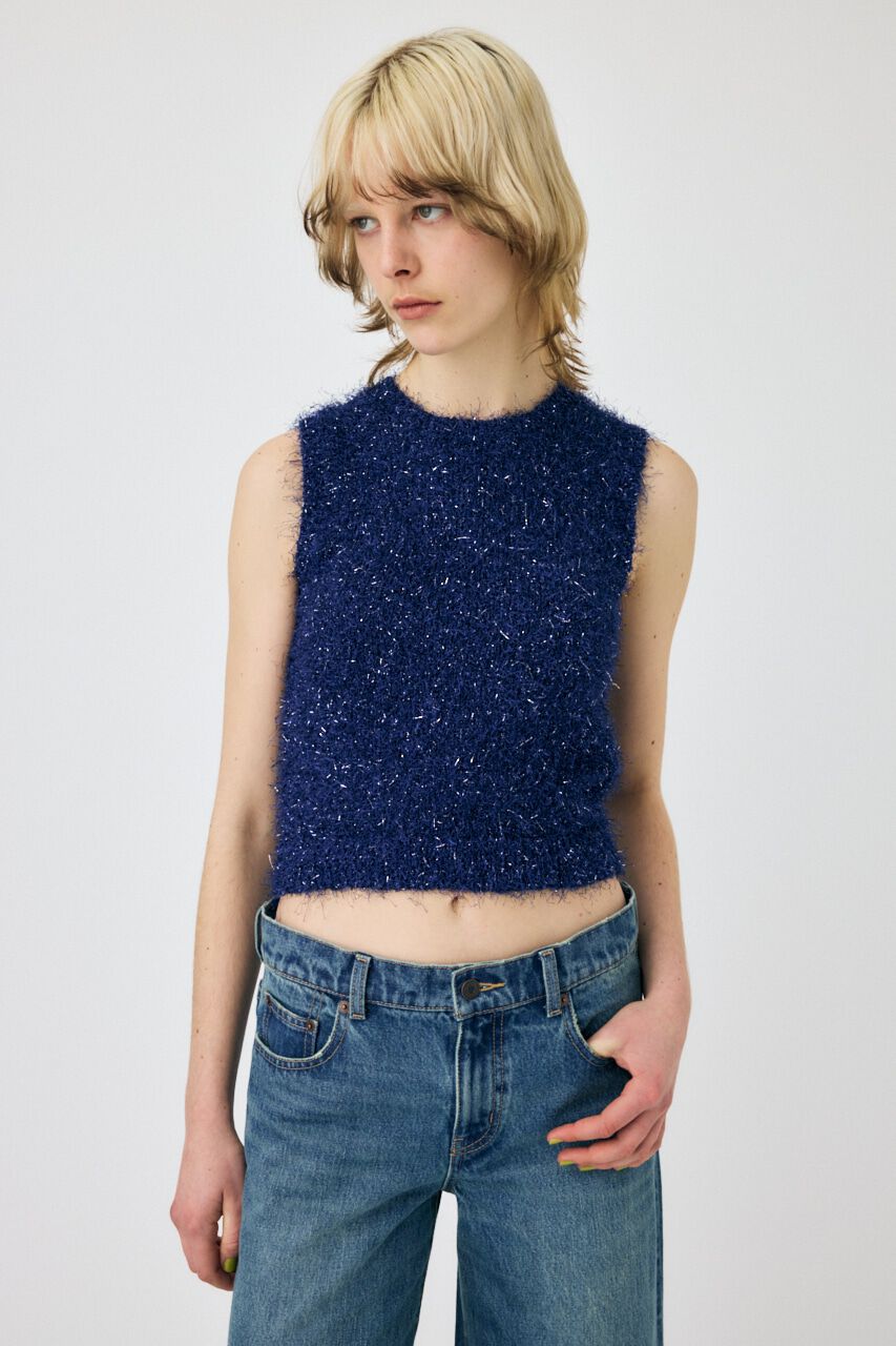 MOUSSY「SHAGGY GLITTER KNIT トップス」|ニット・セーター|