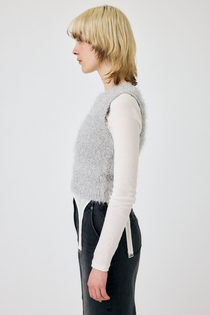 MOUSSY「SHAGGY GLITTER KNIT トップス」|ニット・セーター|