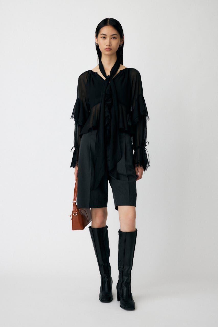 MOUSSY「LACE TRIM TIE ブラウス」|シャツ・ブラウス|