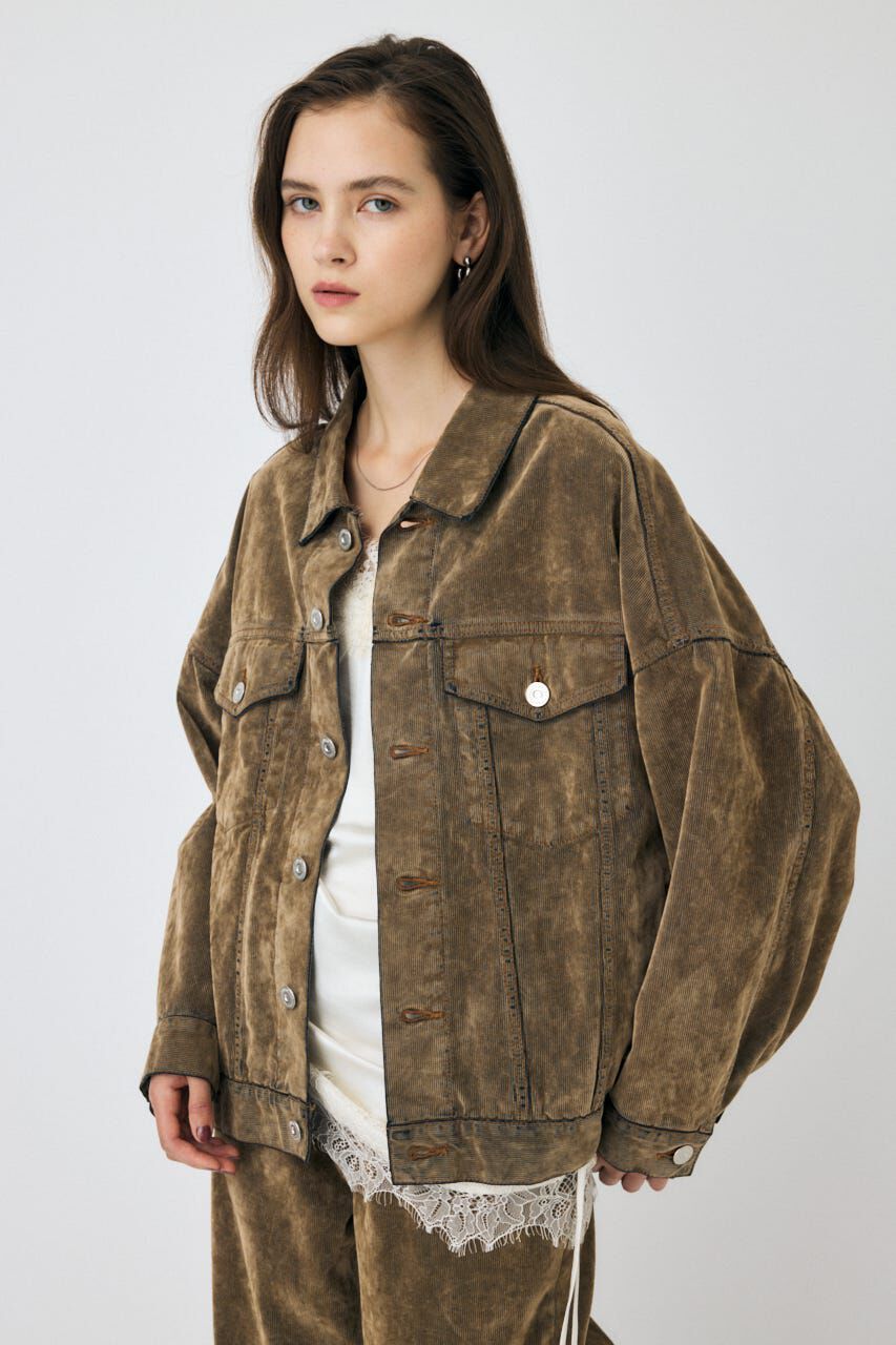 MOUSSY「OVERSIZED CORDUROY ジャケット」|デニムジャケット|BEG