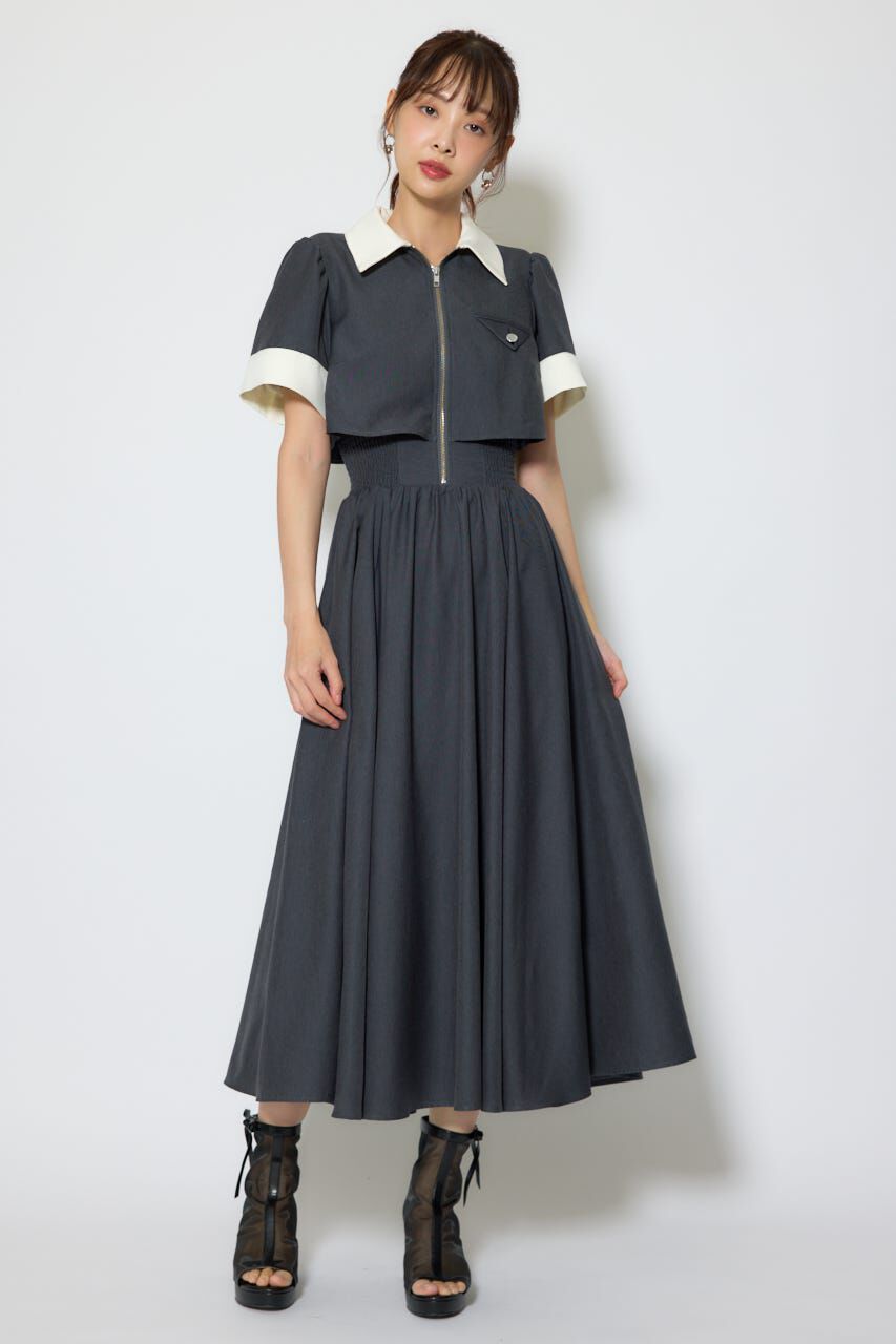 rienda「バストディティールフレアワンピース」|ワンピース|GRY