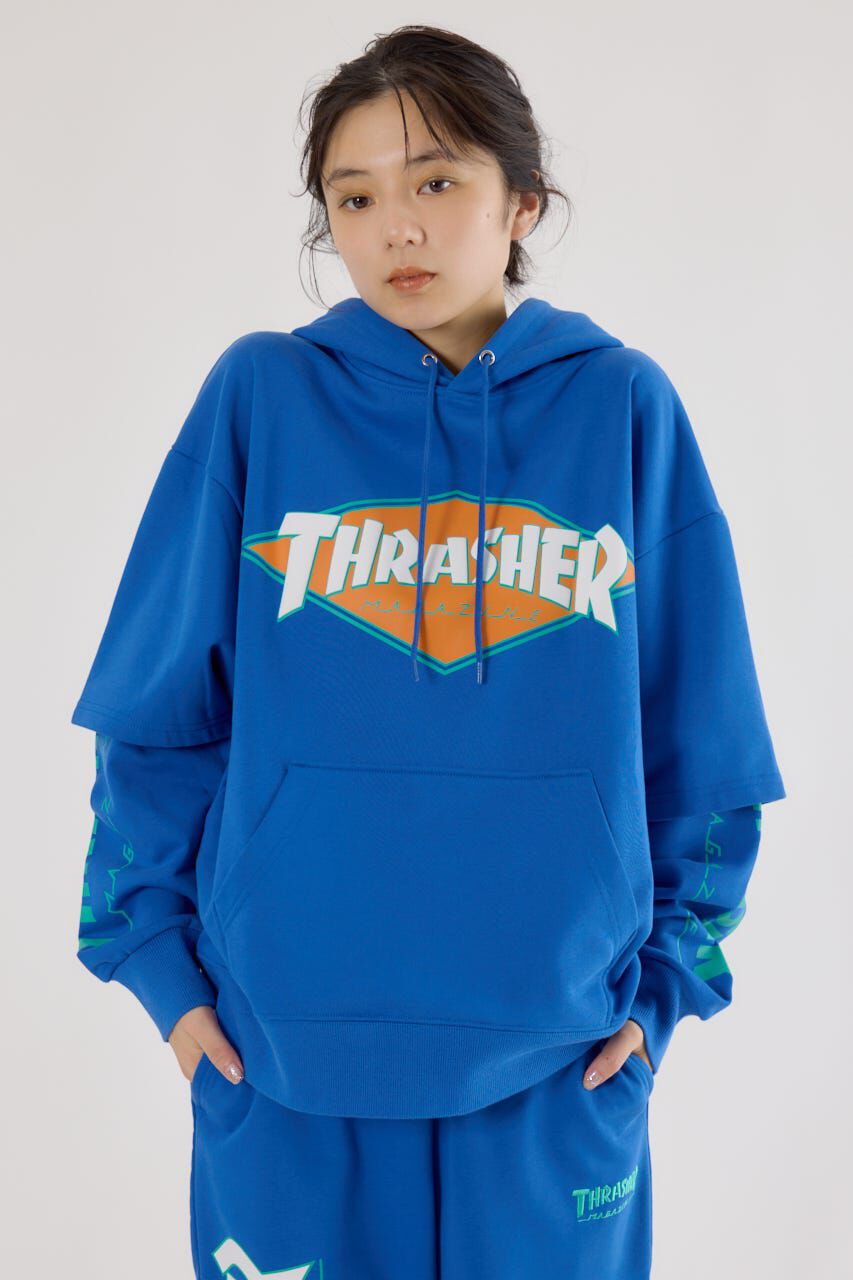 RODEO CROWNS「(THRASHER) レイヤードスウェットパーカー」|パーカー|BLU