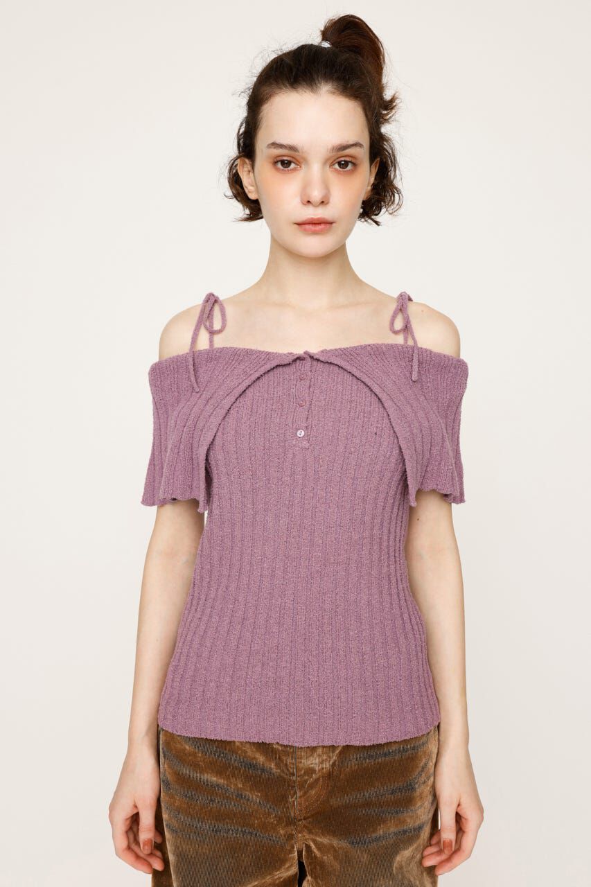 SLY「OFFSHOULDER RIB HG トップス」|ニット・セーター|