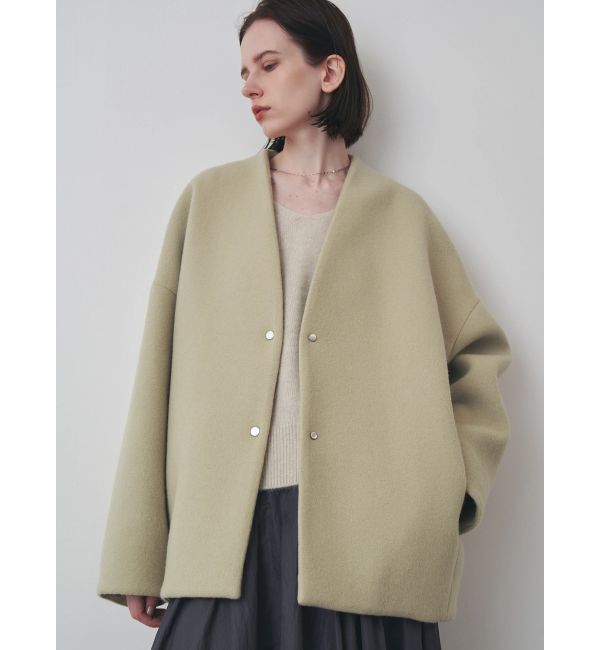 ELENDEEK「FORM SHORT WOOL CT」|ノーカラーコート|