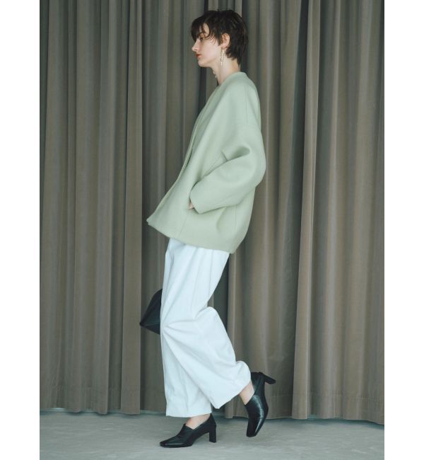 ELENDEEK「FORM SHORT WOOL CT」|ノーカラーコート|