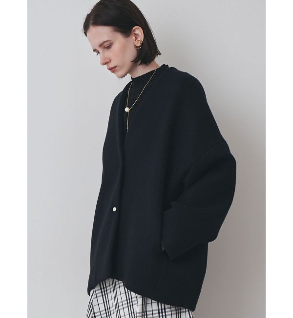 ELENDEEK「FORM SHORT WOOL CT」|ノーカラーコート|