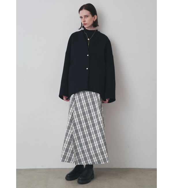 ELENDEEK「FORM SHORT WOOL CT」|ノーカラーコート|