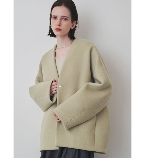 ELENDEEK「FORM SHORT WOOL CT」|ノーカラーコート|