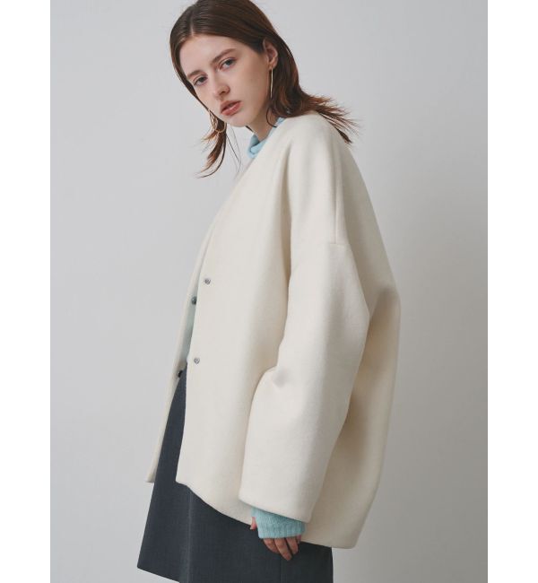 ELENDEEK「FORM SHORT WOOL CT」|ノーカラーコート|
