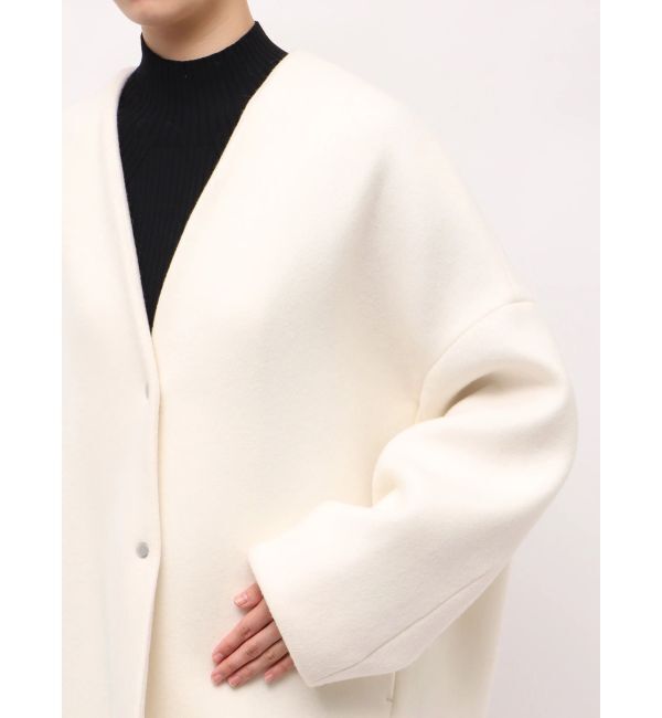 ELENDEEK「FORM SHORT WOOL CT」|ノーカラーコート|