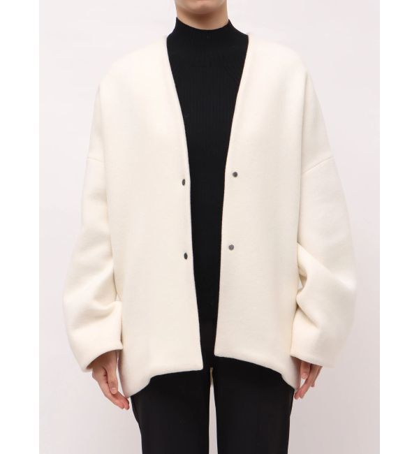 ELENDEEK「FORM SHORT WOOL CT」|ノーカラーコート|