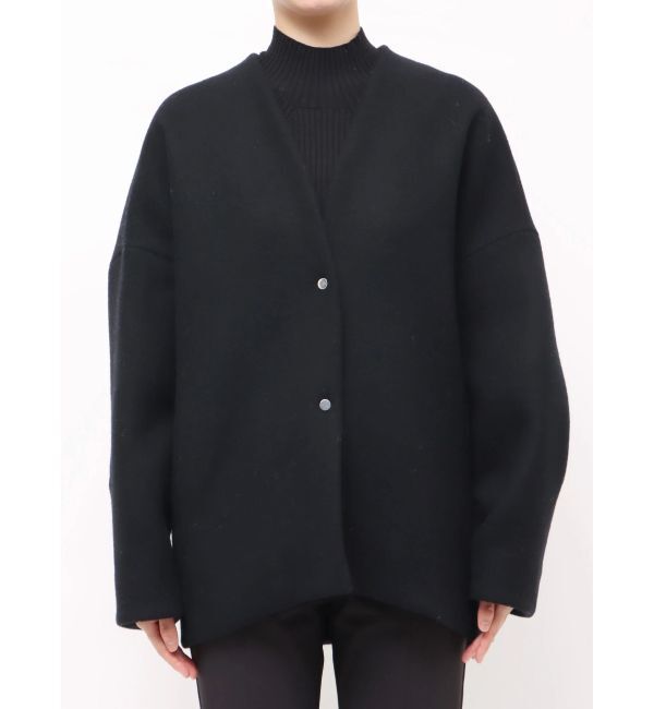 ELENDEEK「FORM SHORT WOOL CT」|ノーカラーコート|