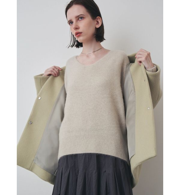 ELENDEEK「FORM SHORT WOOL CT」|ノーカラーコート|