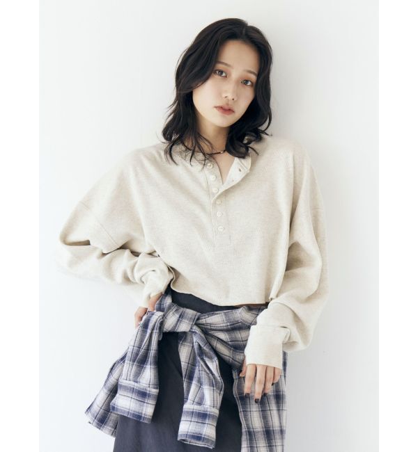Ungrid「FAITH MILLS別注ヘンリーネックショートロングスリーブTee」|Tシャツ・カットソー|