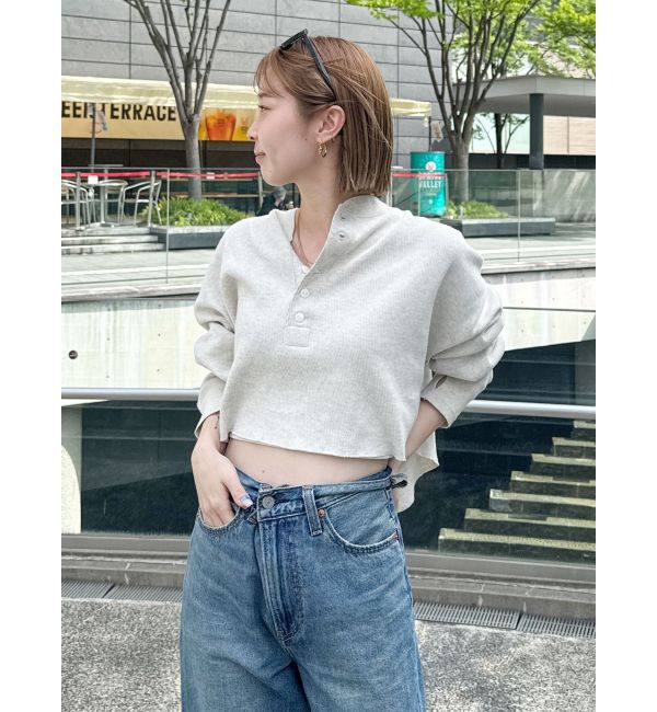 Ungrid「FAITH MILLS別注ヘンリーネックショートロングスリーブTee」|Tシャツ・カットソー|