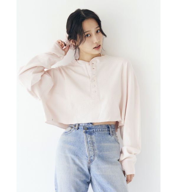Ungrid「FAITH MILLS別注ヘンリーネックショートロングスリーブTee」|Tシャツ・カットソー|