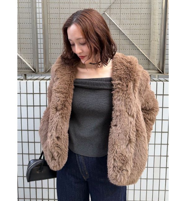 LAGUNAMOON「チュールコンビオフショルニットプルオーバー」|ニット・セーター|