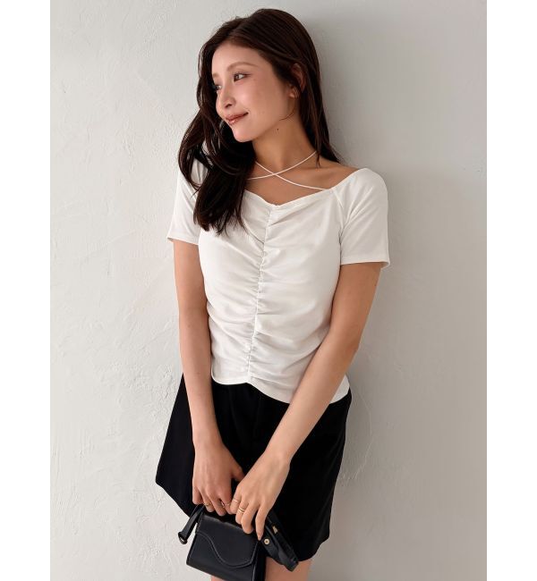 LAGUNAMOON「オフショルギャザーカットソー」|Tシャツ・カットソー|
