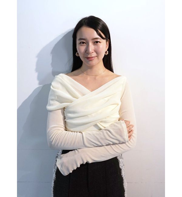 LAGUNAMOON「フロッキーチュールドレープトップス」|Tシャツ・カットソー|