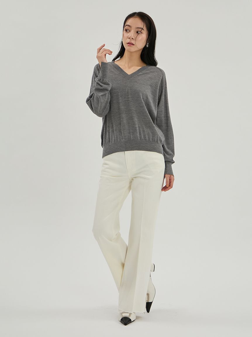 Mila Owen「wool100％ハイゲージVネックニット」|ニット・セーター|
