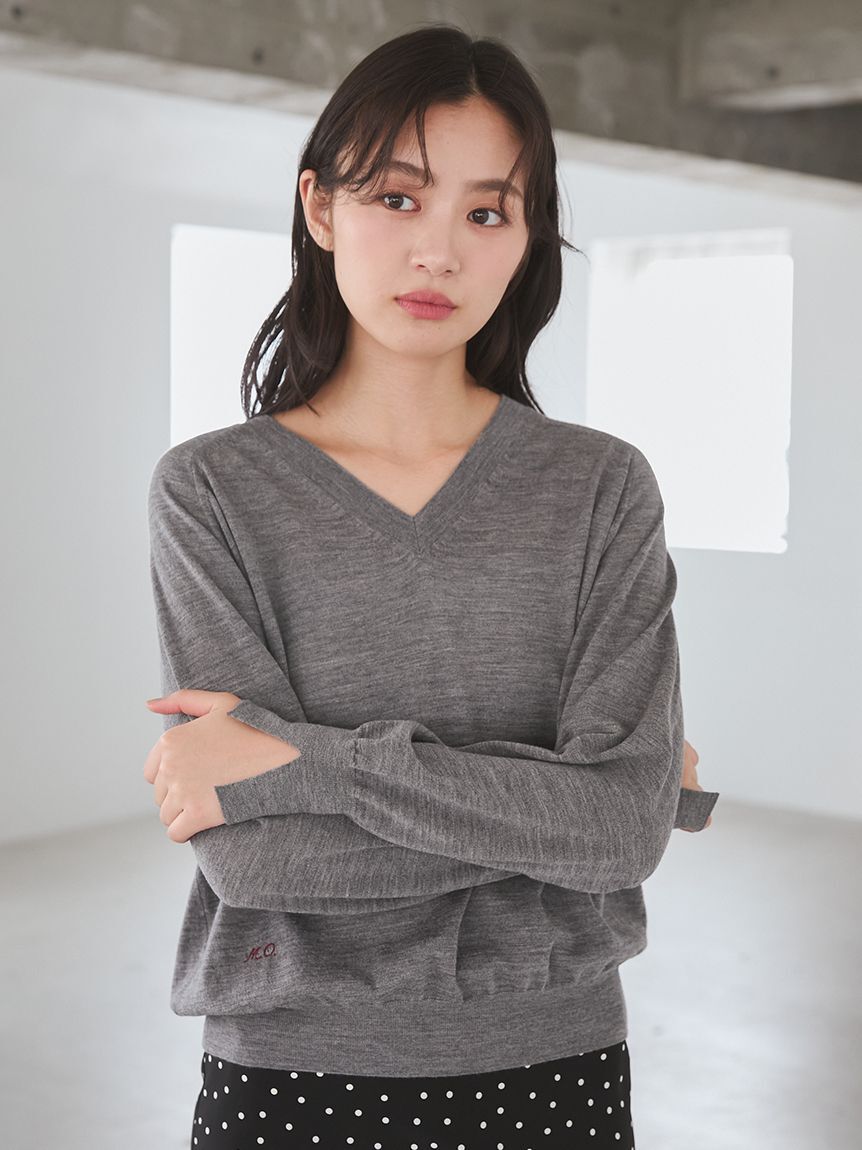 Mila Owen「wool100％ハイゲージVネックニット」|ニット・セーター|