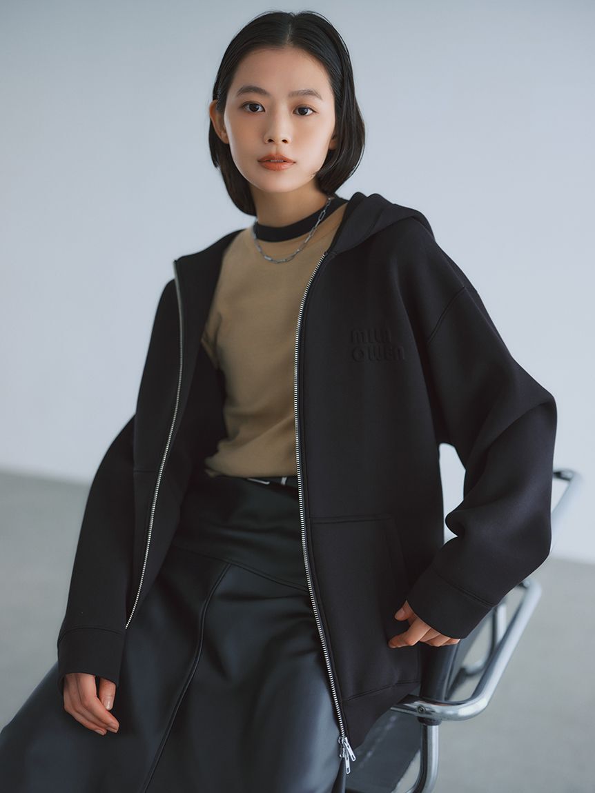 Mila Owen「【WEB限定】ダンボールロゴパーカー」|パーカー|BLK