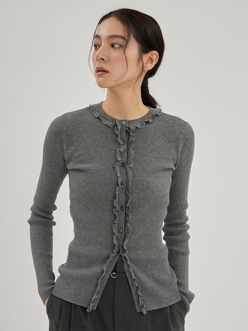 Mila Owen「【UVカット】【ウォッシャブル】UVケアフリルカーディガン」|カーディガン|GRY