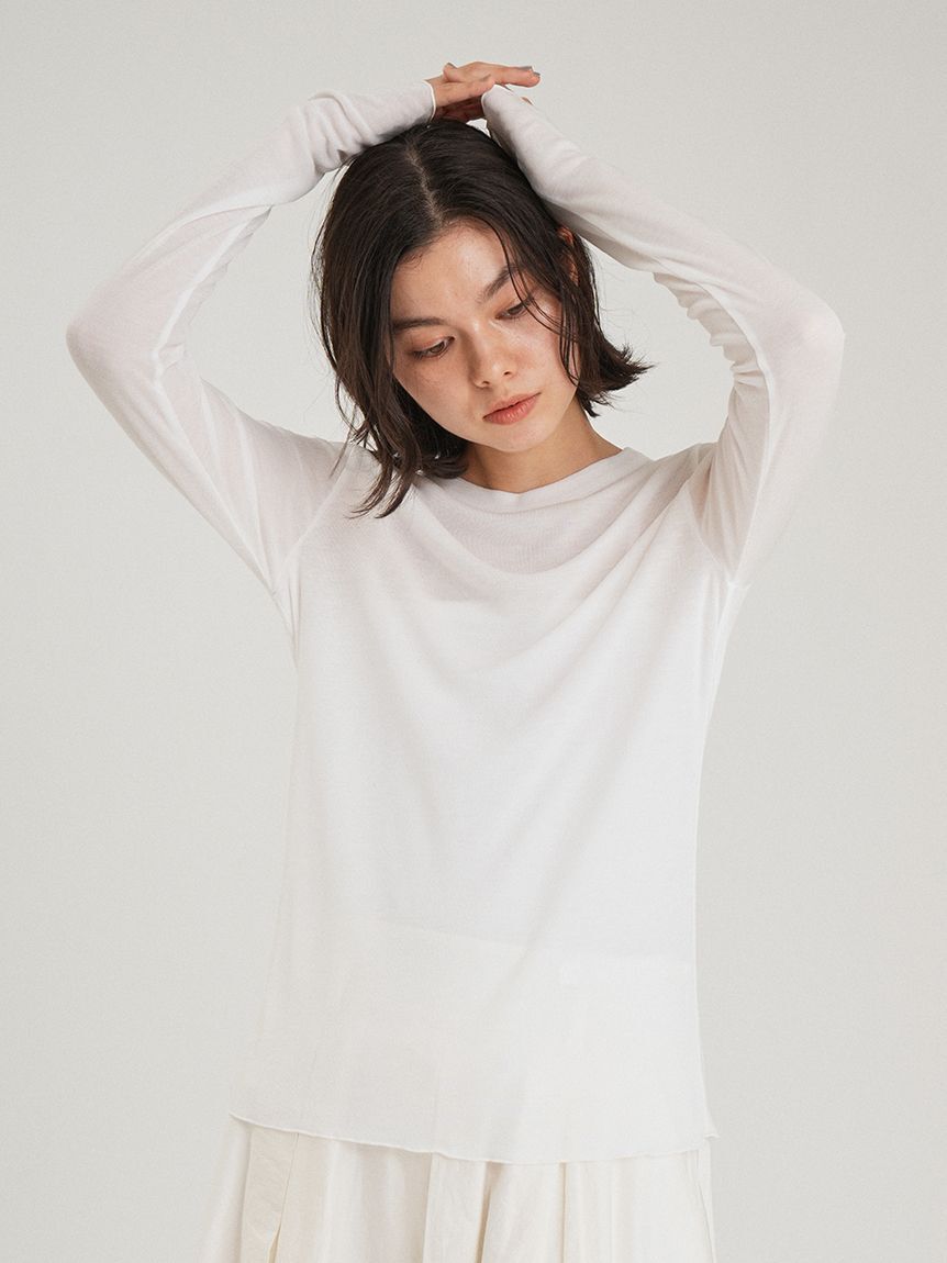 Mila Owen「シルクブレンドシアーロングTシャツ」|Tシャツ・カットソー|WHT