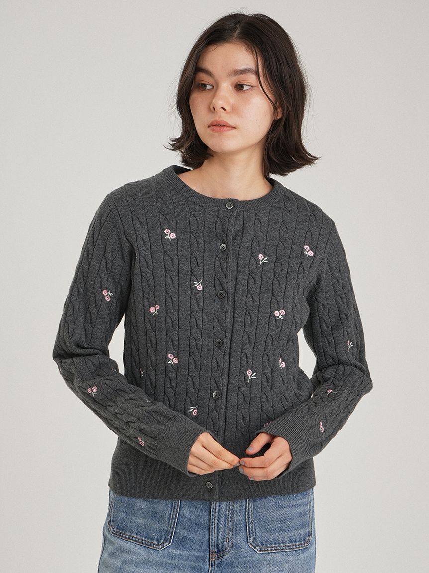 Mila Owen「フラワー刺繍ニットカーデ」|カーディガン|