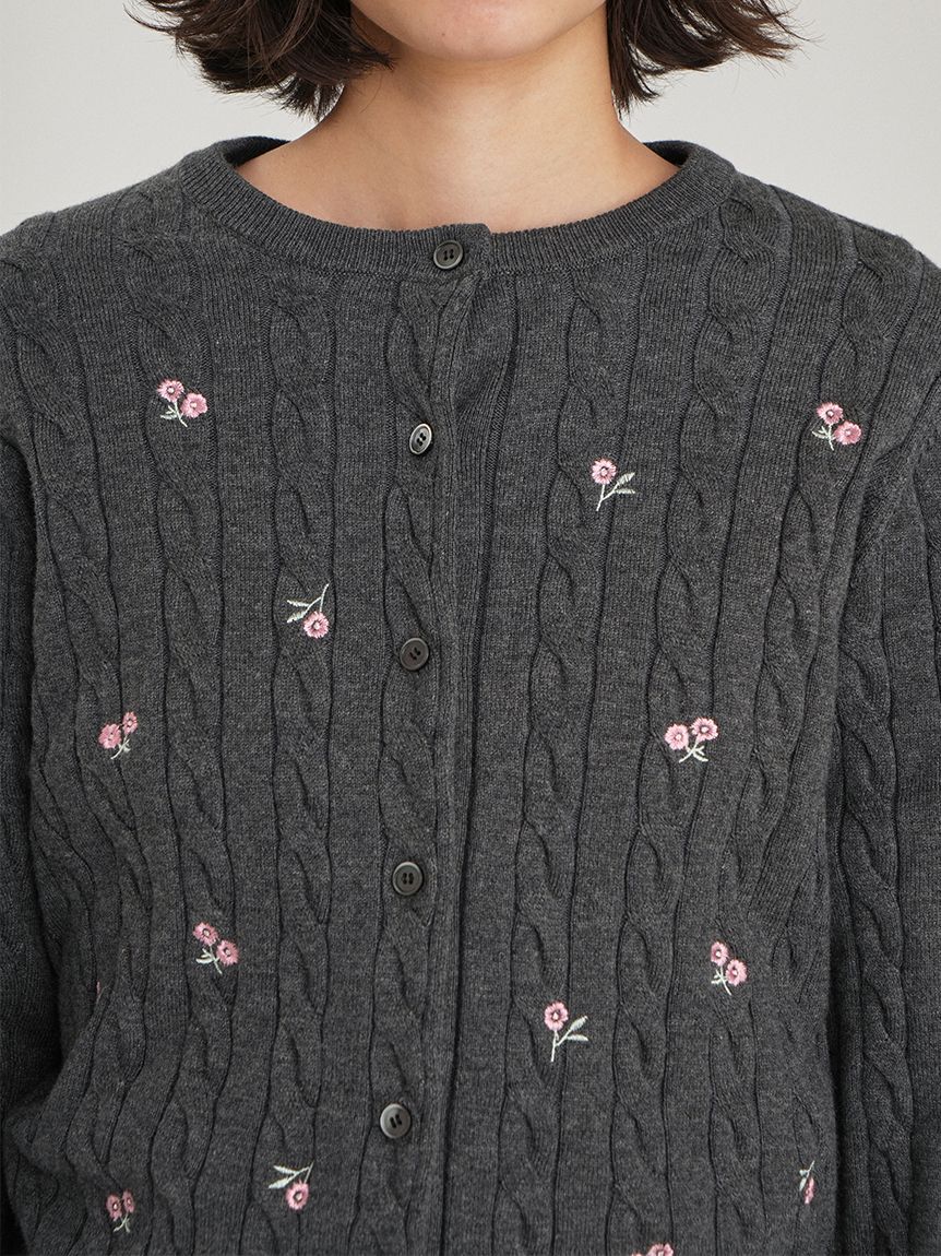 Mila Owen「フラワー刺繍ニットカーデ」|カーディガン|