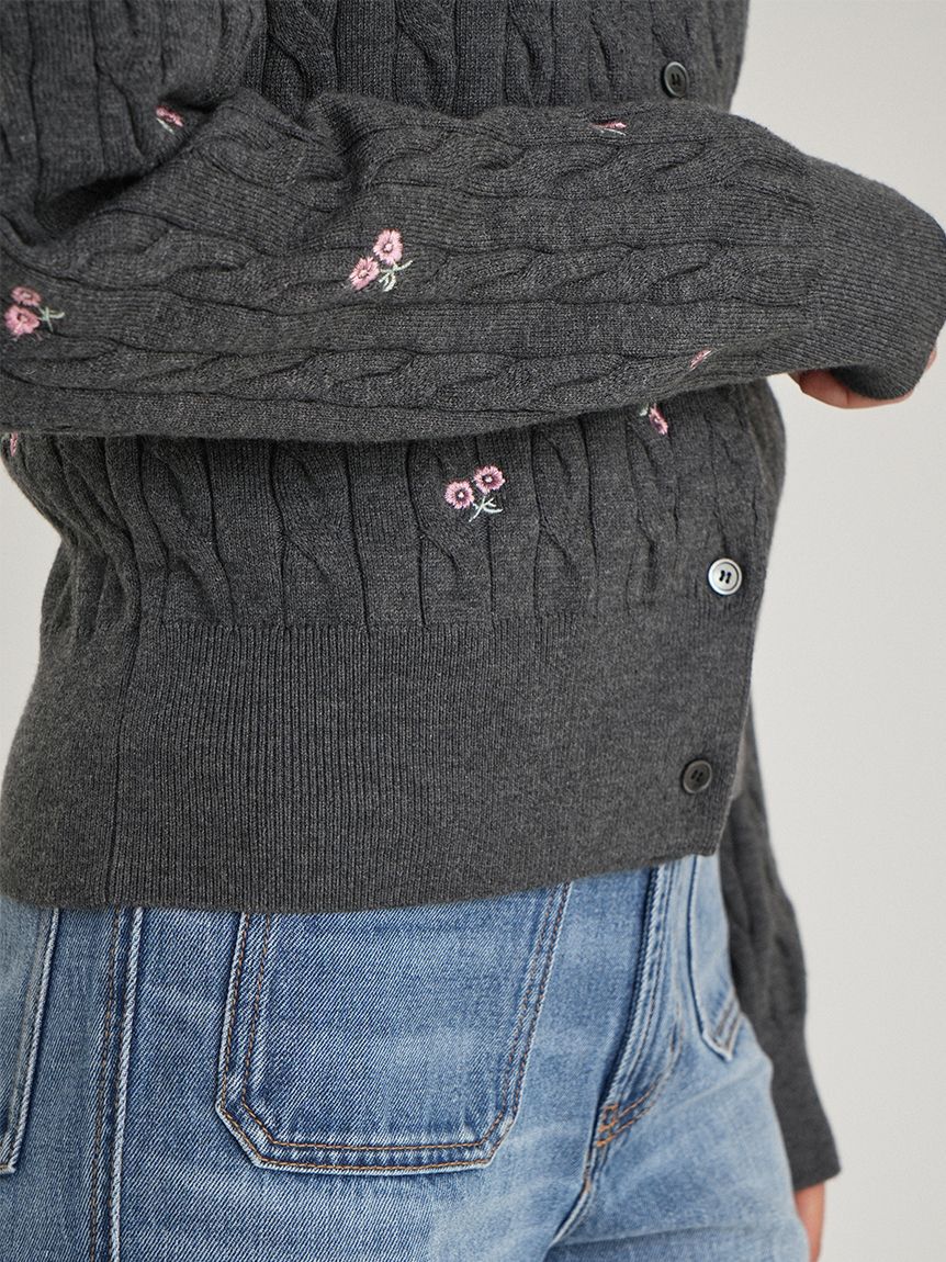 Mila Owen「フラワー刺繍ニットカーデ」|カーディガン|