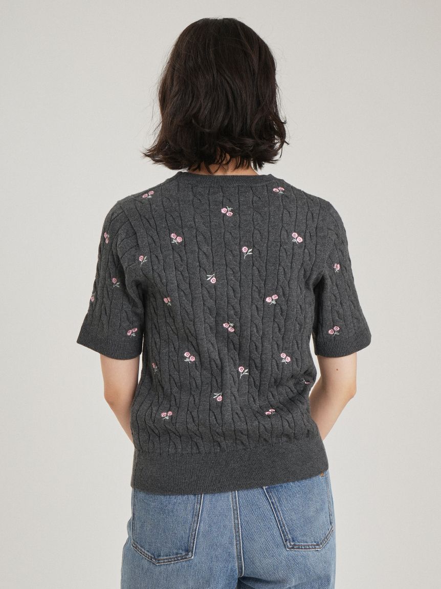 Mila Owen「フラワー刺繍ニットプルオーバー」|ニット・セーター|