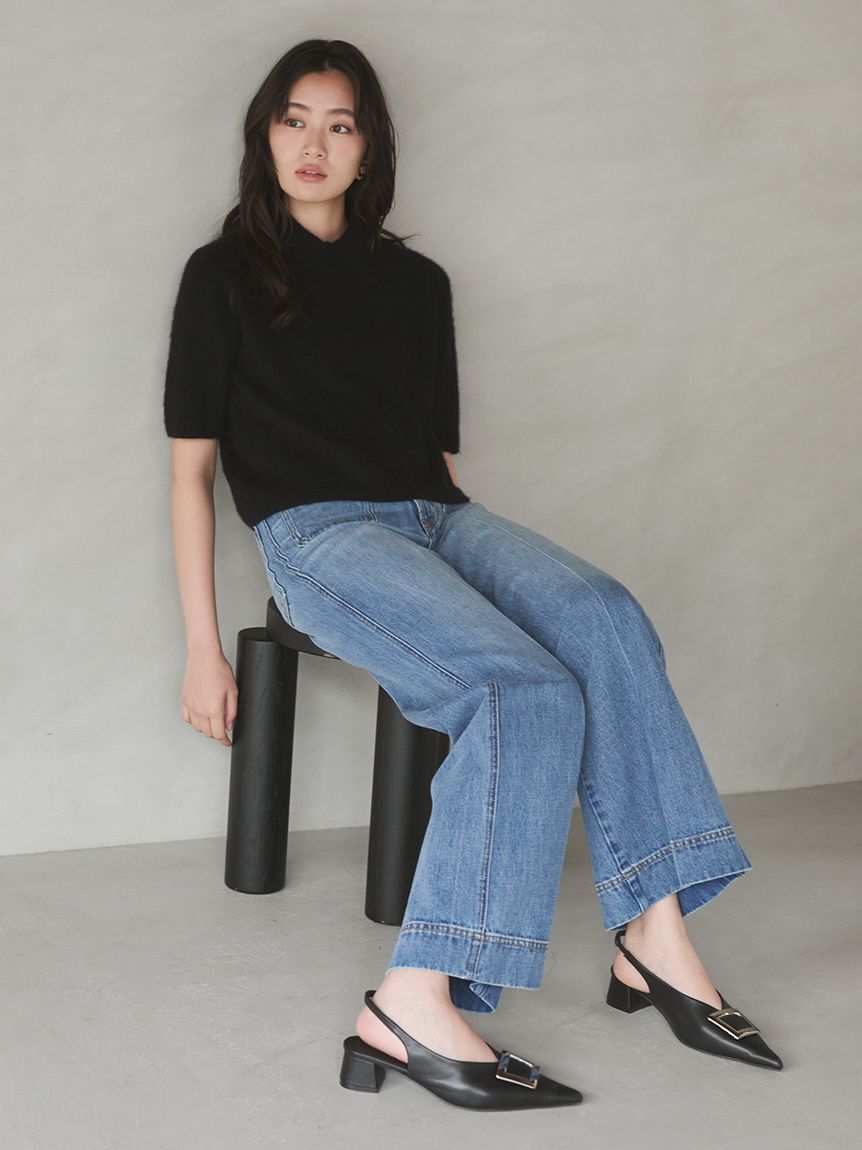 Mila Owen「ポロ衿クロップド丈モヘアニット」|ニット・セーター|