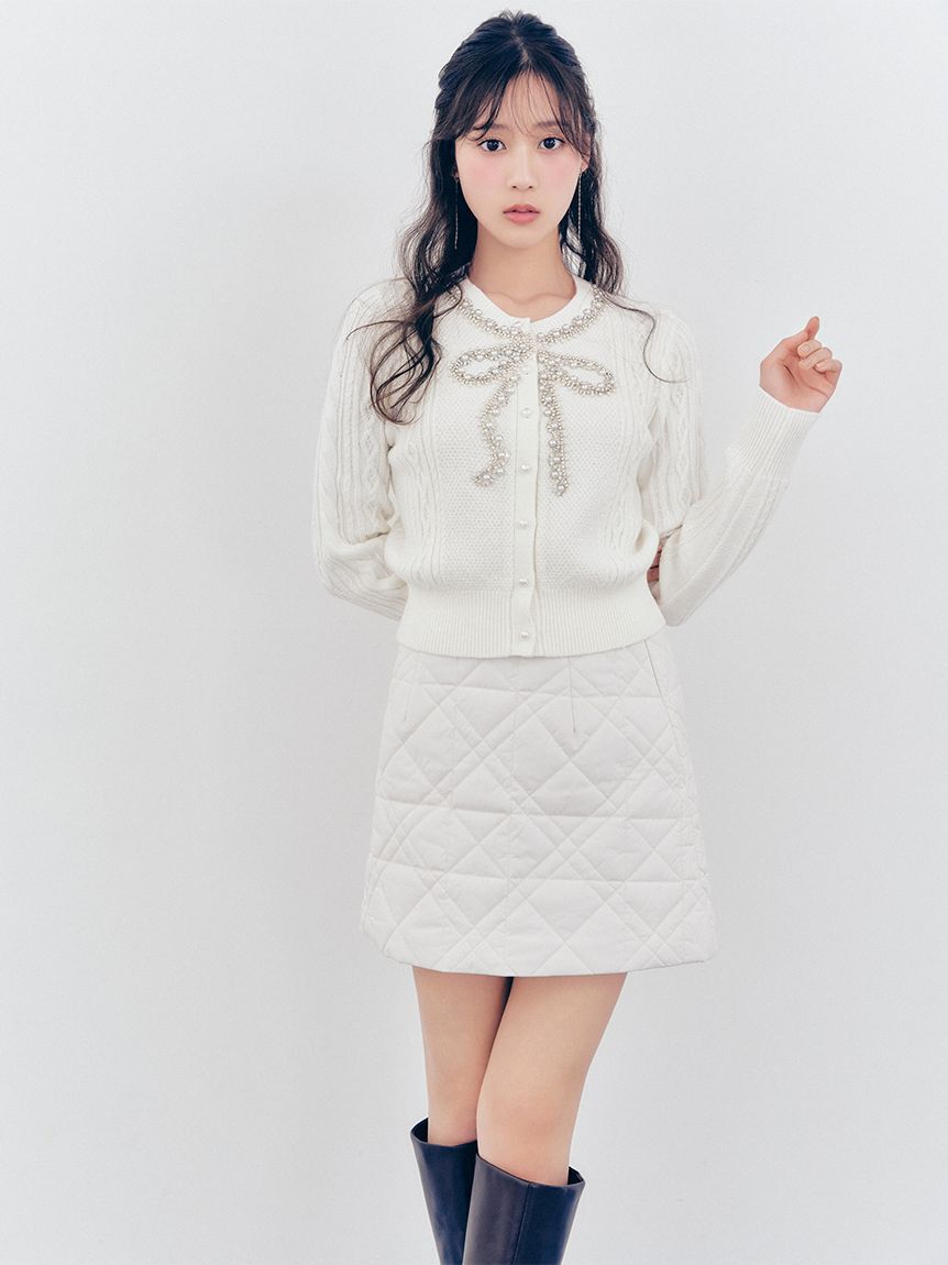 SNIDEL「【WARM/セットアップ対応】キルティングミニスカート」|スカート|WHT