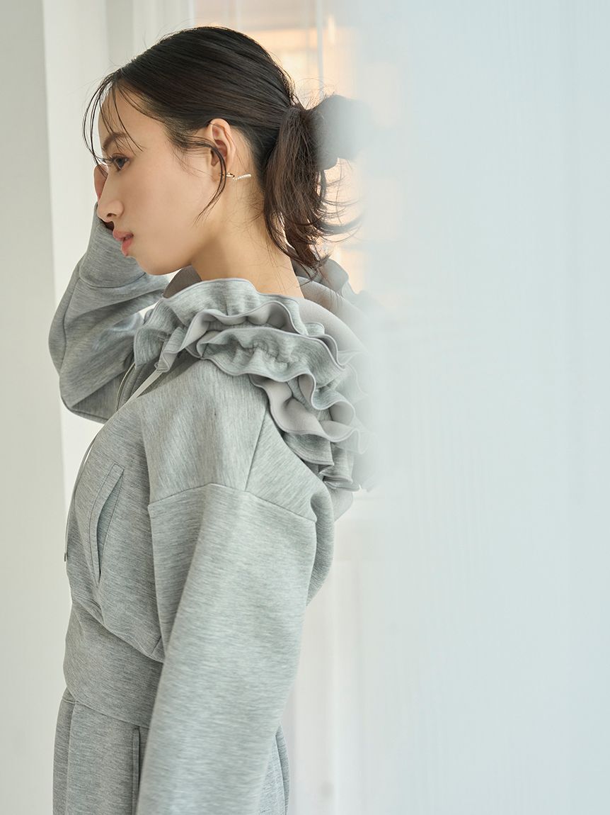 SNIDEL「【多色展開】フリルショートジップパーカー」|パーカー|