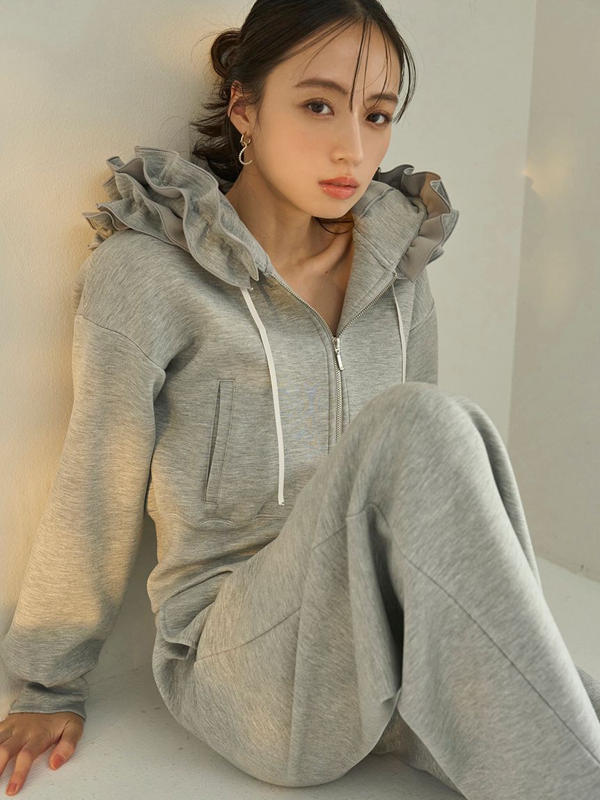 SNIDEL「【多色展開】フリルショートジップパーカー」|パーカー|