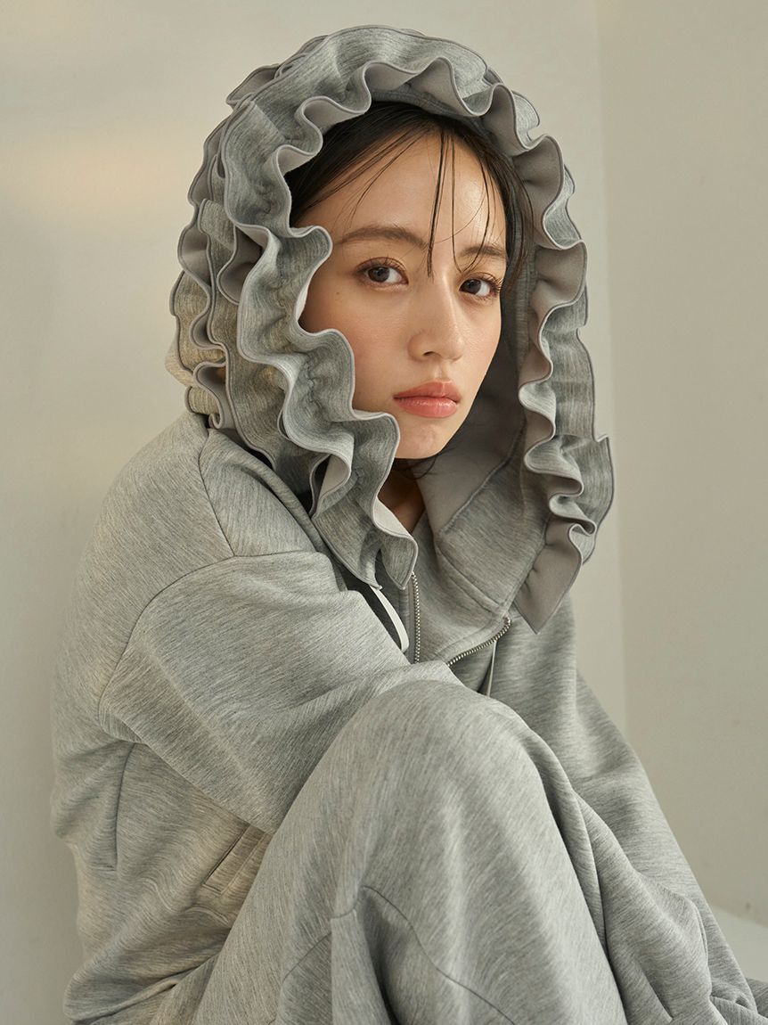 SNIDEL「【多色展開】フリルショートジップパーカー」|パーカー|