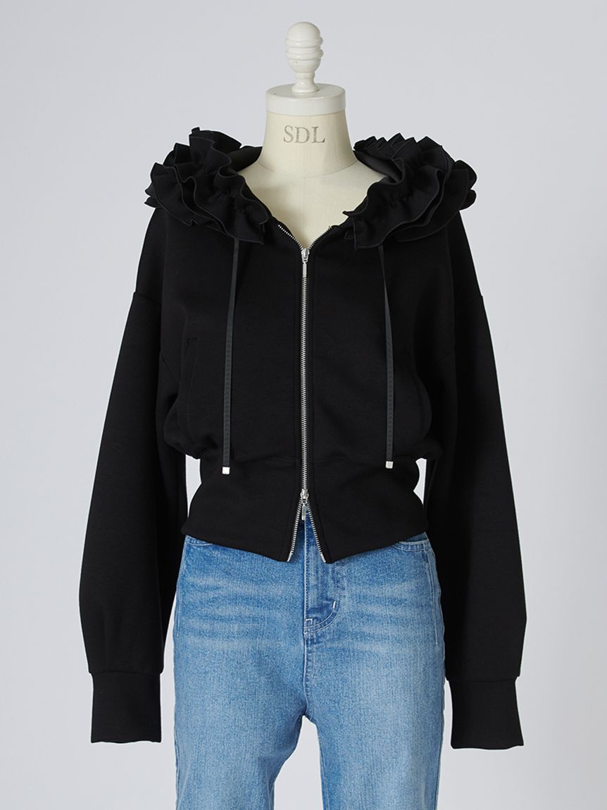 SNIDEL「【多色展開】フリルショートジップパーカー」|パーカー|