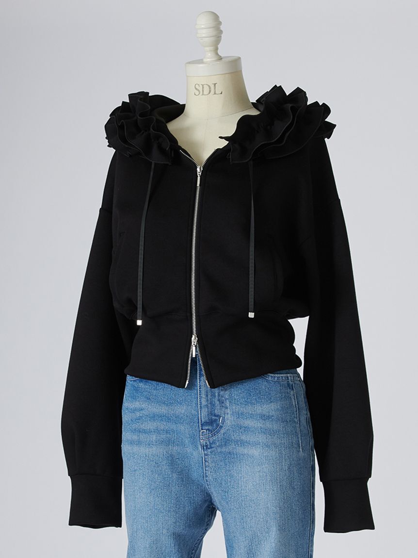 SNIDEL「【多色展開】フリルショートジップパーカー」|パーカー|