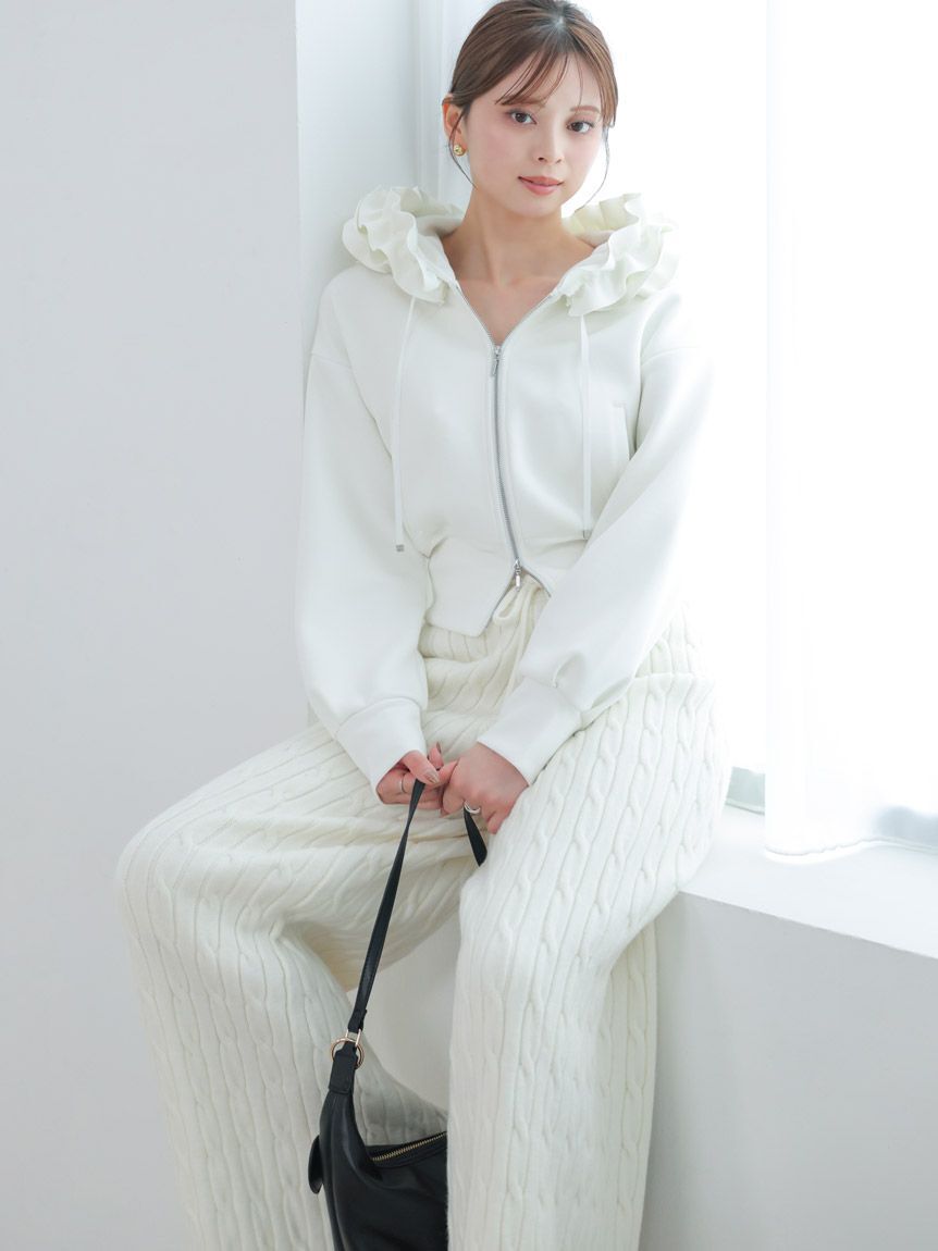 SNIDEL「【多色展開】フリルショートジップパーカー」|パーカー|
