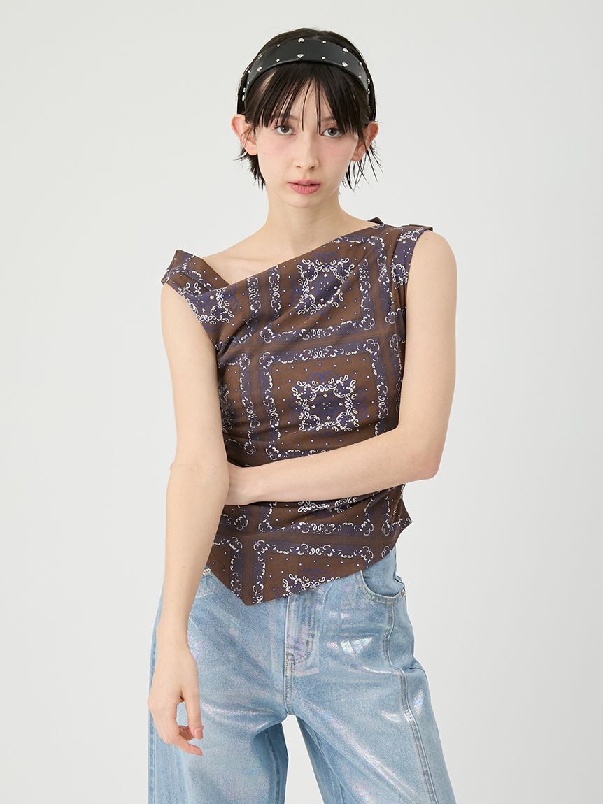 LILY BROWN「ドレープペイズリー柄マルチウェイトップス」|Tシャツ・カットソー|